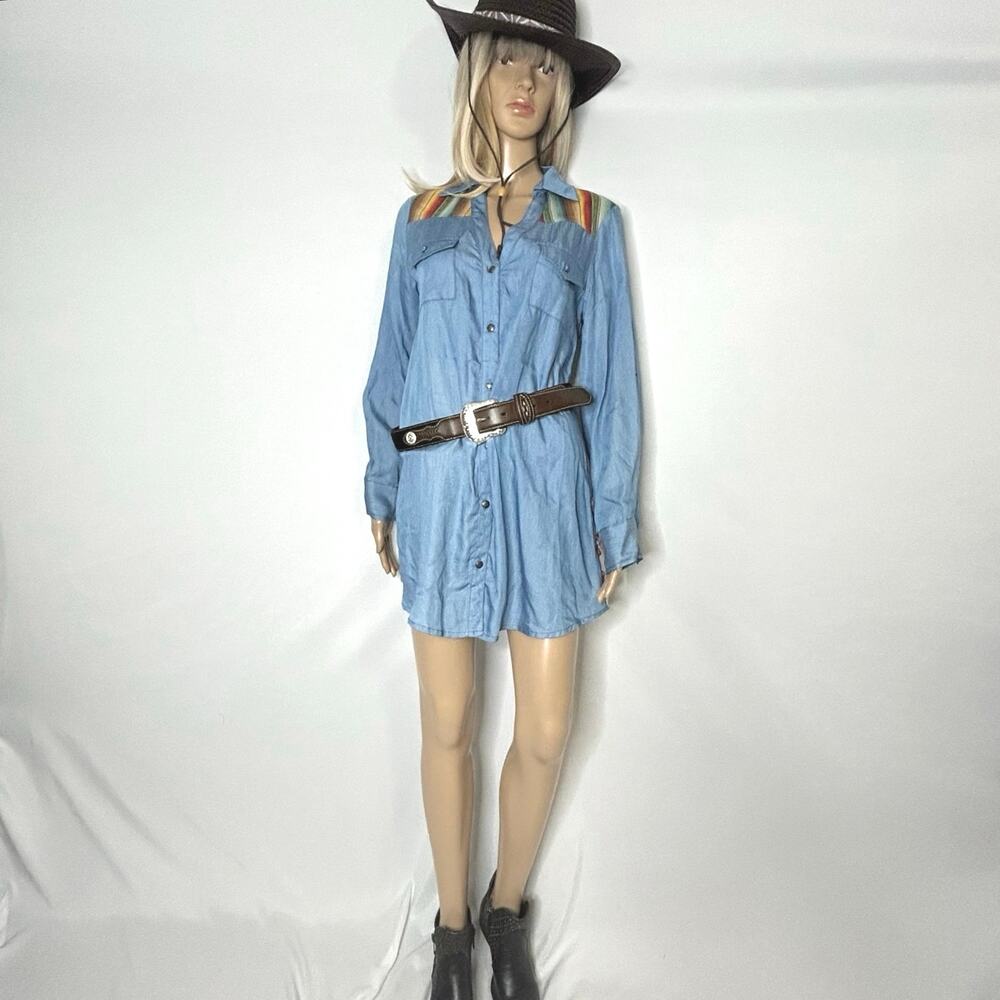 NWT Fashion Express USA Western Shirt Dress Tunic Cowgirl Print Serape Small